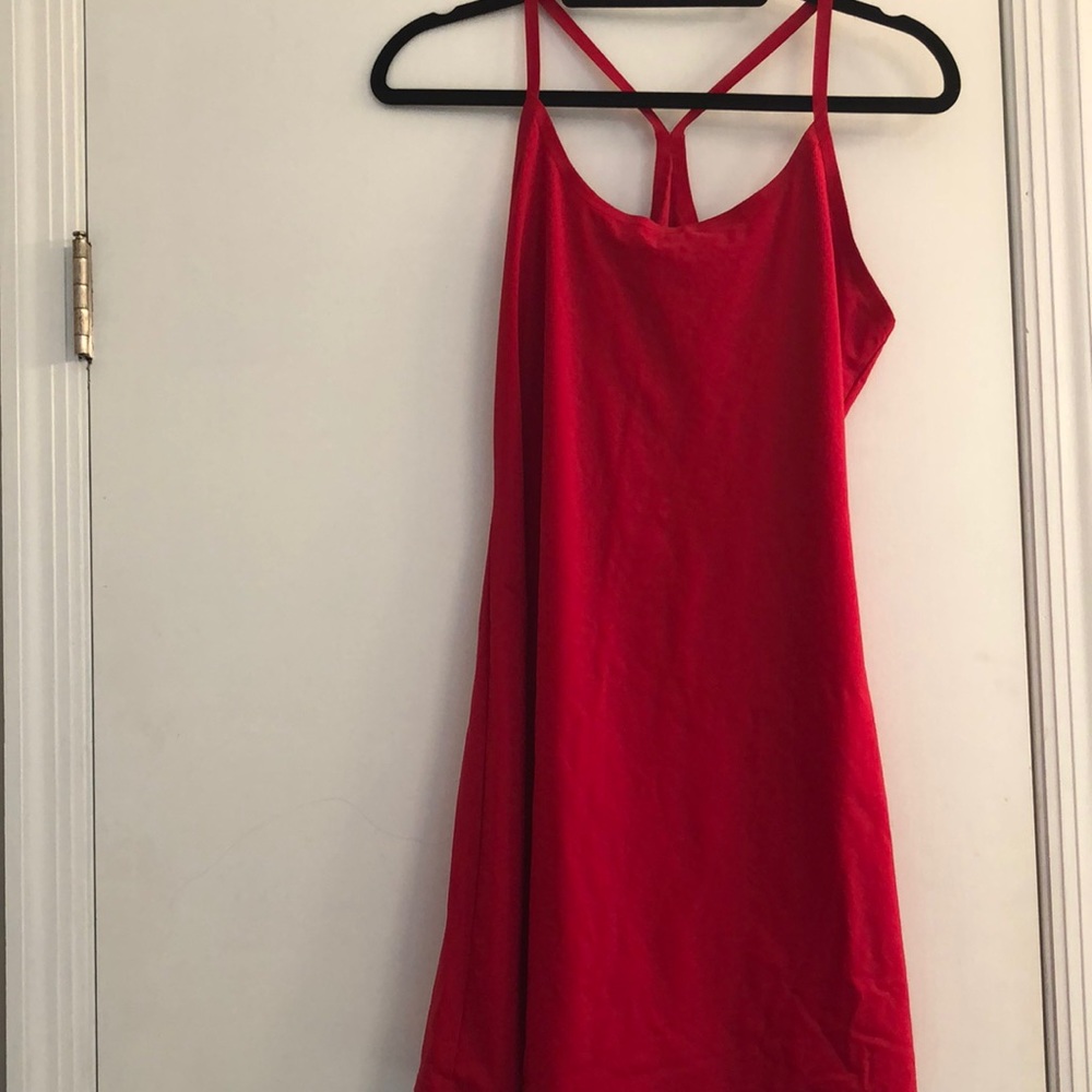Outdoor Voices exercise dress in scarlett